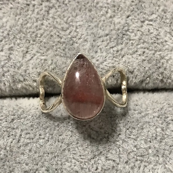 NWOT Sterling Silver Lepidocrosite Teardrop Heart Band Ring Size 9 Crystal Gem - Picture 8 of 15